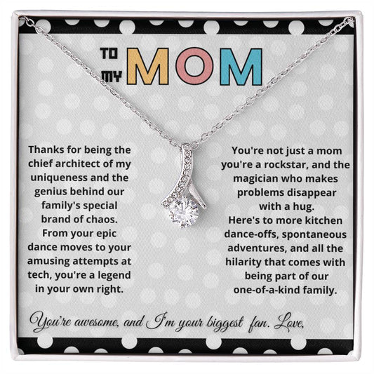 To My Mom Mothers Day Necklace & Message Card Gift
