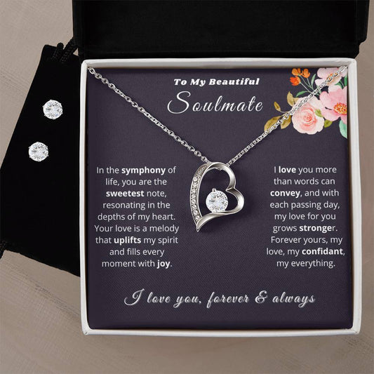 To My Beautiful Soulmate Set - Necklace & Earrings For Valentine Day