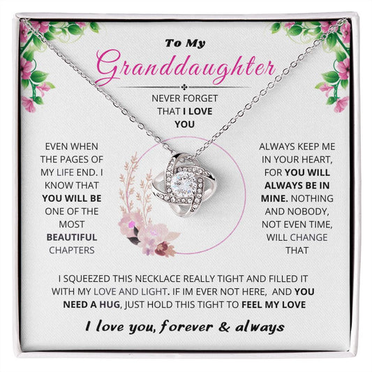 To My Granddaughter Love Knot Necklace And Message Card