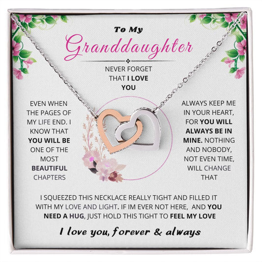 To My Granddaughter Interlocking Hearts Necklace And Message Card